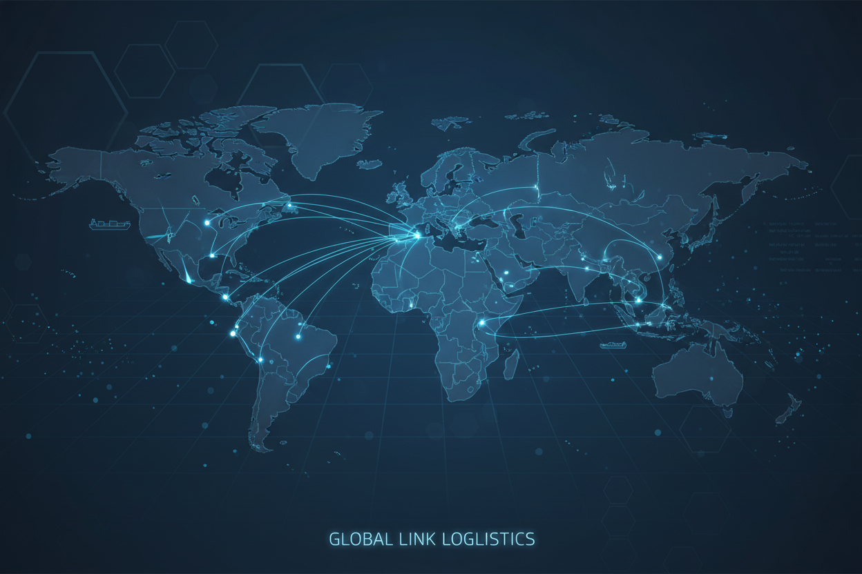 Onyx Global Logistics worldwide trade lanes network map connecting Asia, Europe, USA, and Middle East corridors